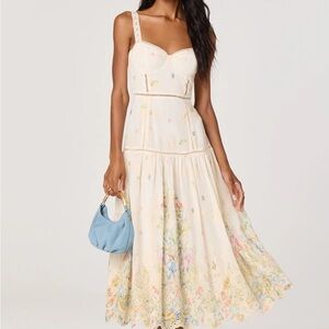 🌸 Cream Astr Floral Midi Dress 🌼 Lightweight Spring Sundress |Size Small |
